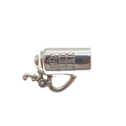 800 Silver Antique Beer Stein Monogram Locket Mini 3D Charm Pendant