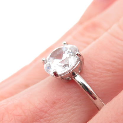 DSMK 925 Sterling Silver Round-Cut C Z Engagement Ring Size 7