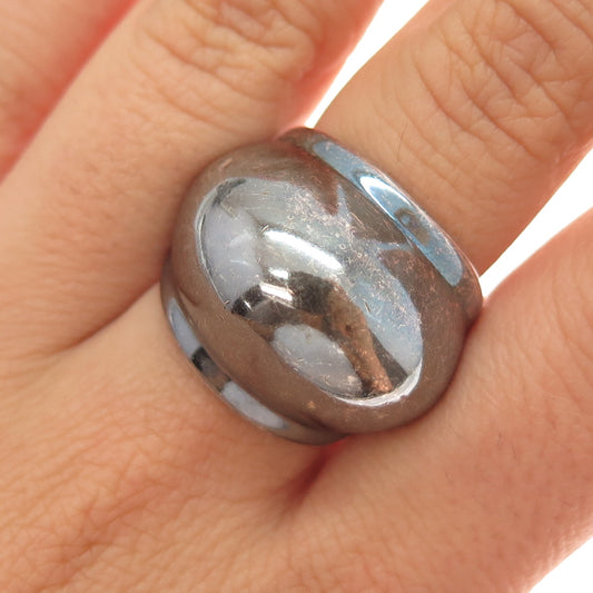ROBERT LEE MORRIS Sterling Vintage Modernist Oxidized Adjustable Ring Size 6.75