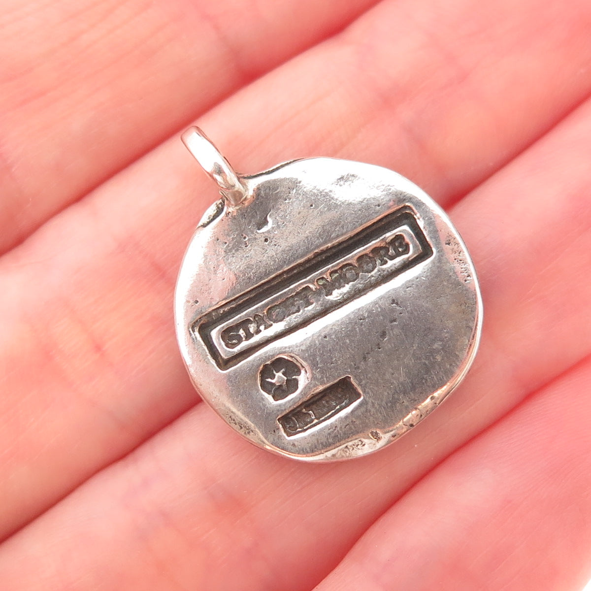 Stacey Moore 925 Sterling Silver Vintage Esprit Oxidized Charm Pendant