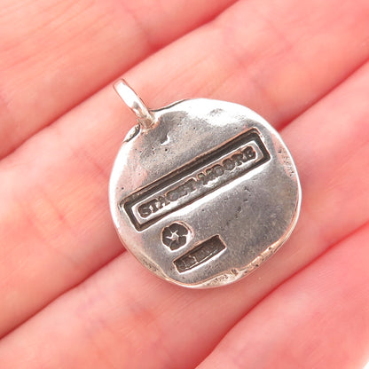 Stacey Moore 925 Sterling Silver Vintage Esprit Oxidized Charm Pendant