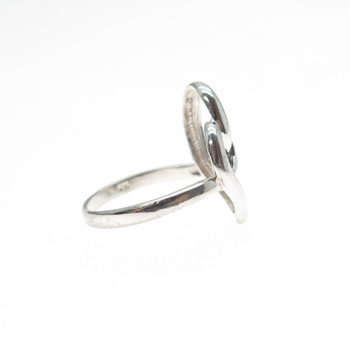 925 Sterling Silver Twisted Heart Ring Size 7.25