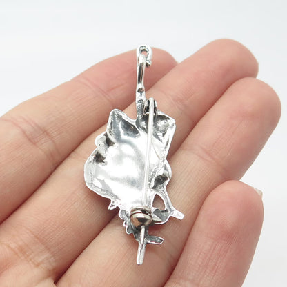 925 Sterling Silver Vintage Mary Poppins Umbrella & Hat Pin Brooch