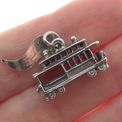 PACIFIC JEWELRY Sterling Silver Vintage SF Cable Car Oxidized 3D Mini Pendant