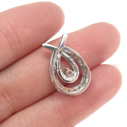 925 Sterling Silver Real Round-Cut Diamond Twist Slide Pendant