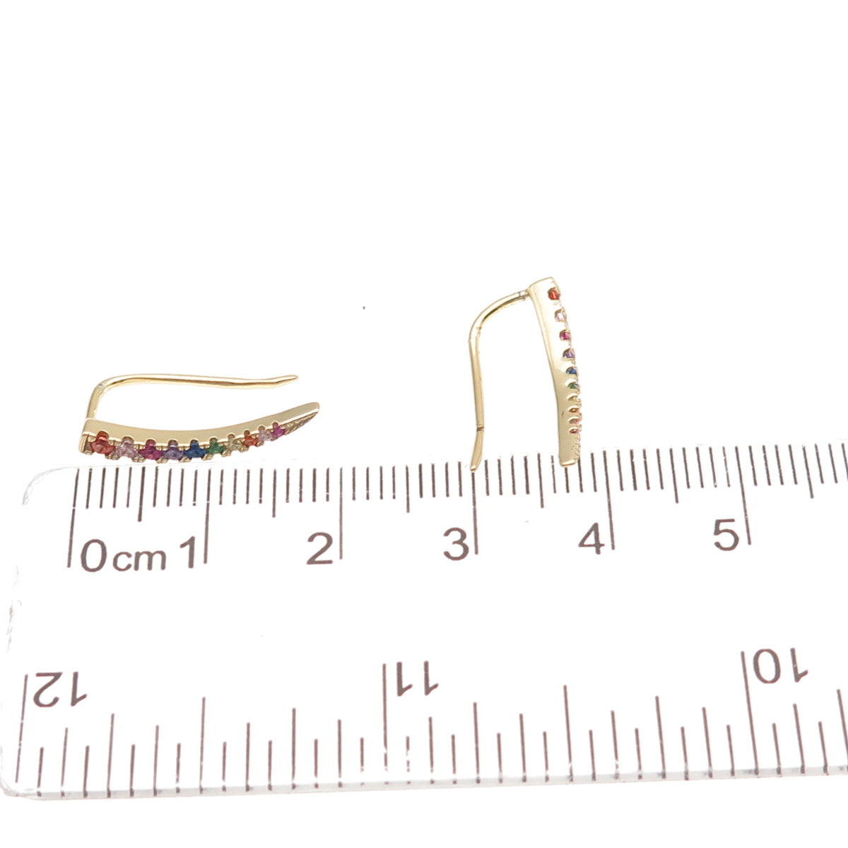 925 Sterling Silver Gold Plated Round-Cut Multi-Color C Z Earrings