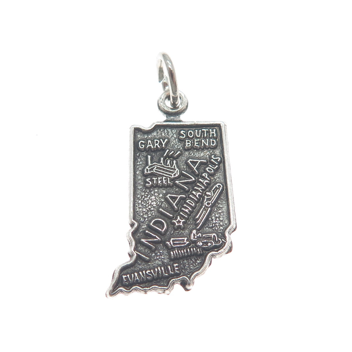 FRENCH & FRANKLIN Sterling Silver Vintage Indiana Oxidized Minimalist Pendant