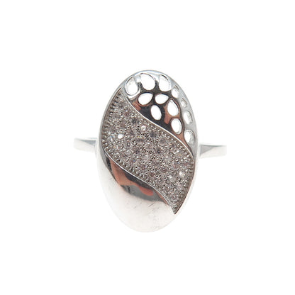 925 Sterling Silver Round-Cut C Z Modernist Ring Size 6.25