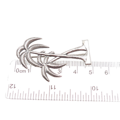 925 Sterling Silver Vintage Palm Tree Oxidized Pin Brooch