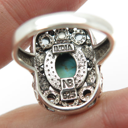 NICKY BUTLER 925 Sterling Vintage Turquoise Blue Topaz Moonstone Ring Size 7.25