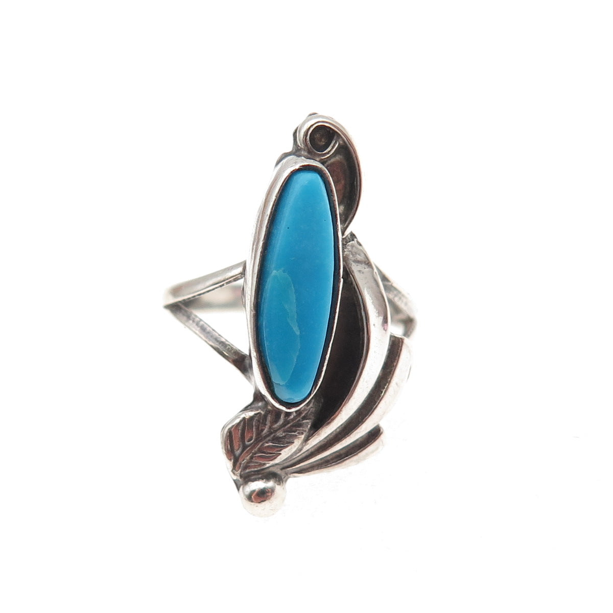 Old Pawn 925 Sterling Silver Vintage Southwestern Turquoise Ring Size 2.5