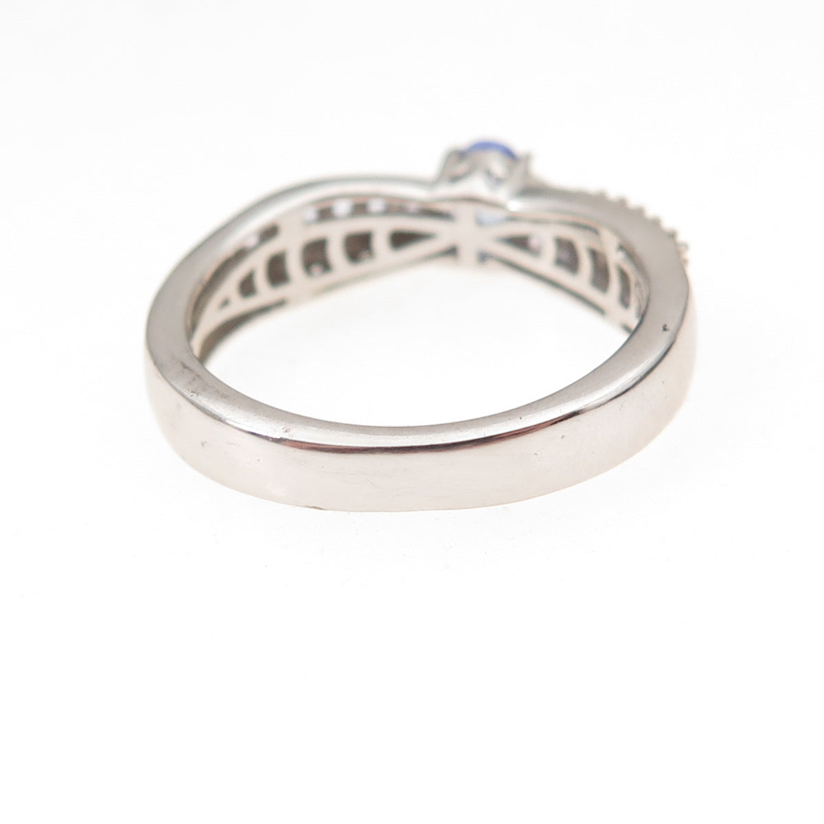 Chuck Clemency 925 Sterling Silver Real Tanzanite & White Topaz Ring Size 8.25