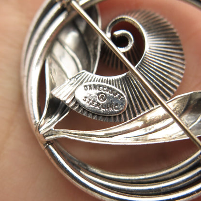925 Sterling Silver Vintage Danecraft Leaf Floral Pin Brooch