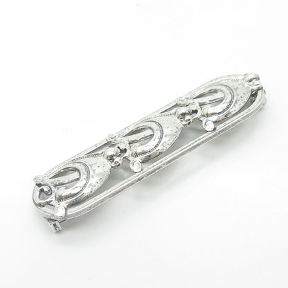 DANECRAFT 925 Sterling Silver Antique Art Deco Jug Row Swirl Pin Brooch