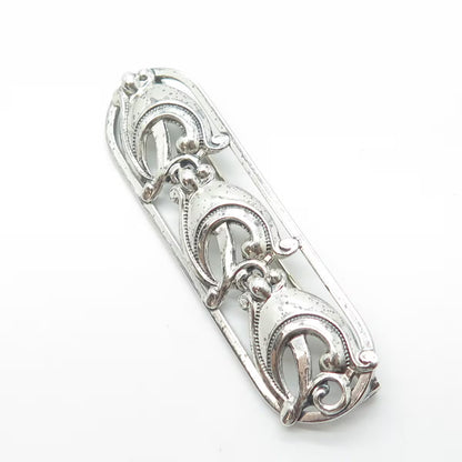 DANECRAFT 925 Sterling Silver Antique Art Deco Jug Row Swirl Pin Brooch