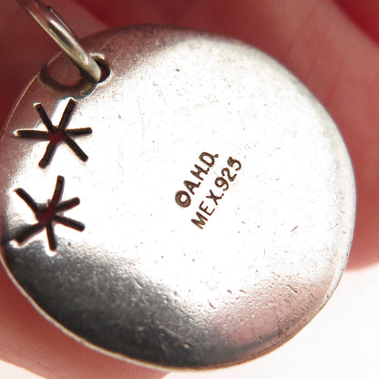 925 Sterling Silver 2-Tone Vintage AHD Mexico Rabbit Crescent Moon Charm Pendant