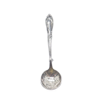 925 Sterling Silver Antique Art Deco Rhapsody Salt & Spices Spoon Pin Brooch