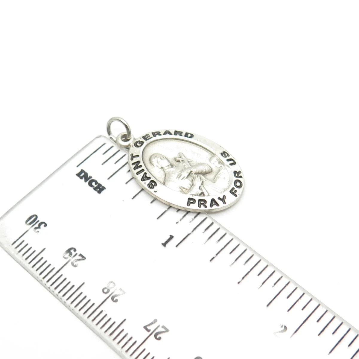 925 Sterling Silver Vintage Enamel Saint Gerard Pray For Us Religious Pendant