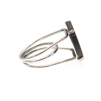 Beau Sterling Silver Vintage Real Tiger Eye Modernist Adjustable Ring Size 7.75