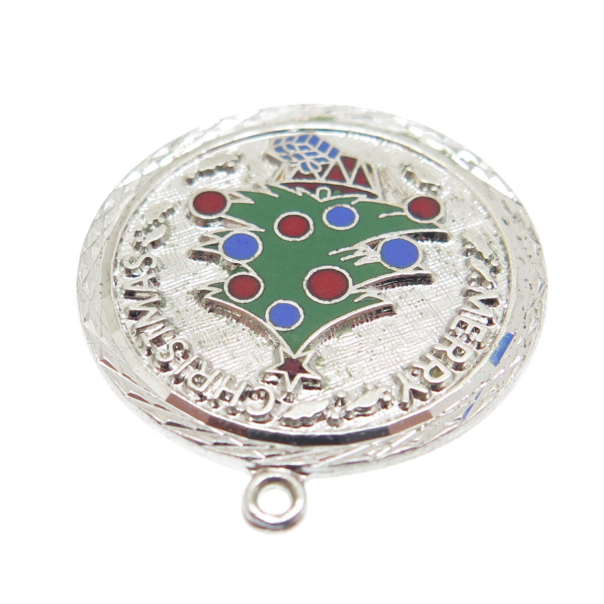 GRIFFITH & SONS CO 925 Sterling Silver Vintage Enamel Christmas Tree Pendant