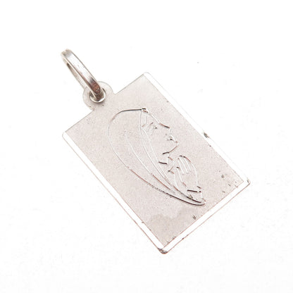 800 Silver Vintage Italy Engraved St. Mary Religious Charm Pendant