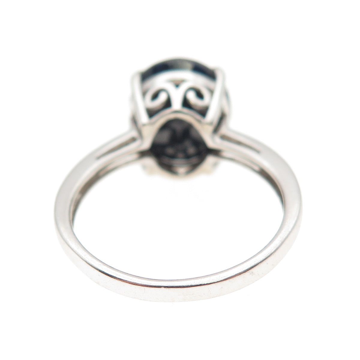 925 Sterling Silver Real Oval-Cut Sapphire Ring Size 7