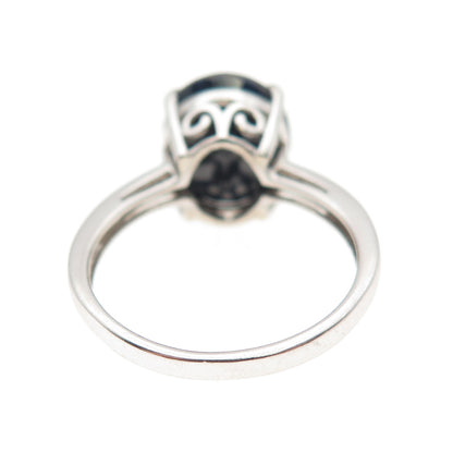 925 Sterling Silver Real Oval-Cut Sapphire Ring Size 7
