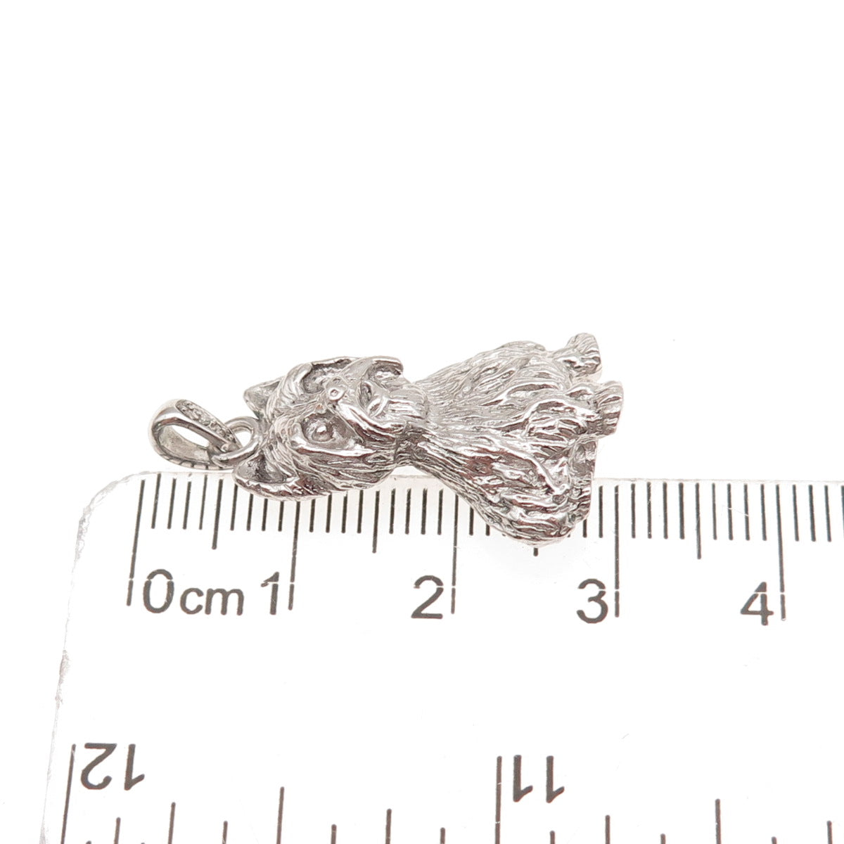 925 Sterling Silver Vintage Real Diamond Yorkshire Terrier Charm Pendant