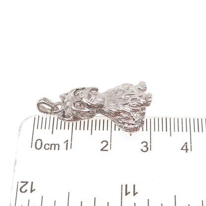 925 Sterling Silver Vintage Real Diamond Yorkshire Terrier Charm Pendant