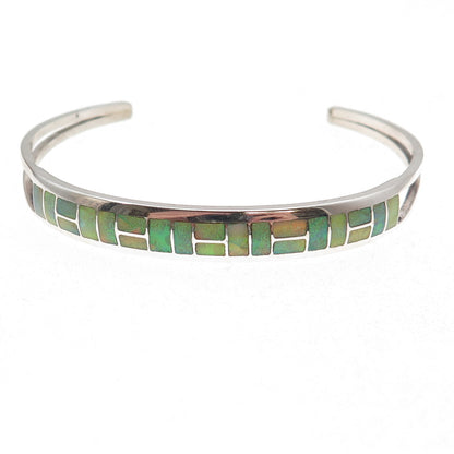 Grace Touchine Navajo Old Pawn Sterling Vintage Opal Adjustable Bracelet 6.75"