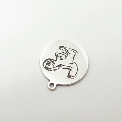 925 Sterling Silver USA Two In Town Dinosaur Charm Pendant
