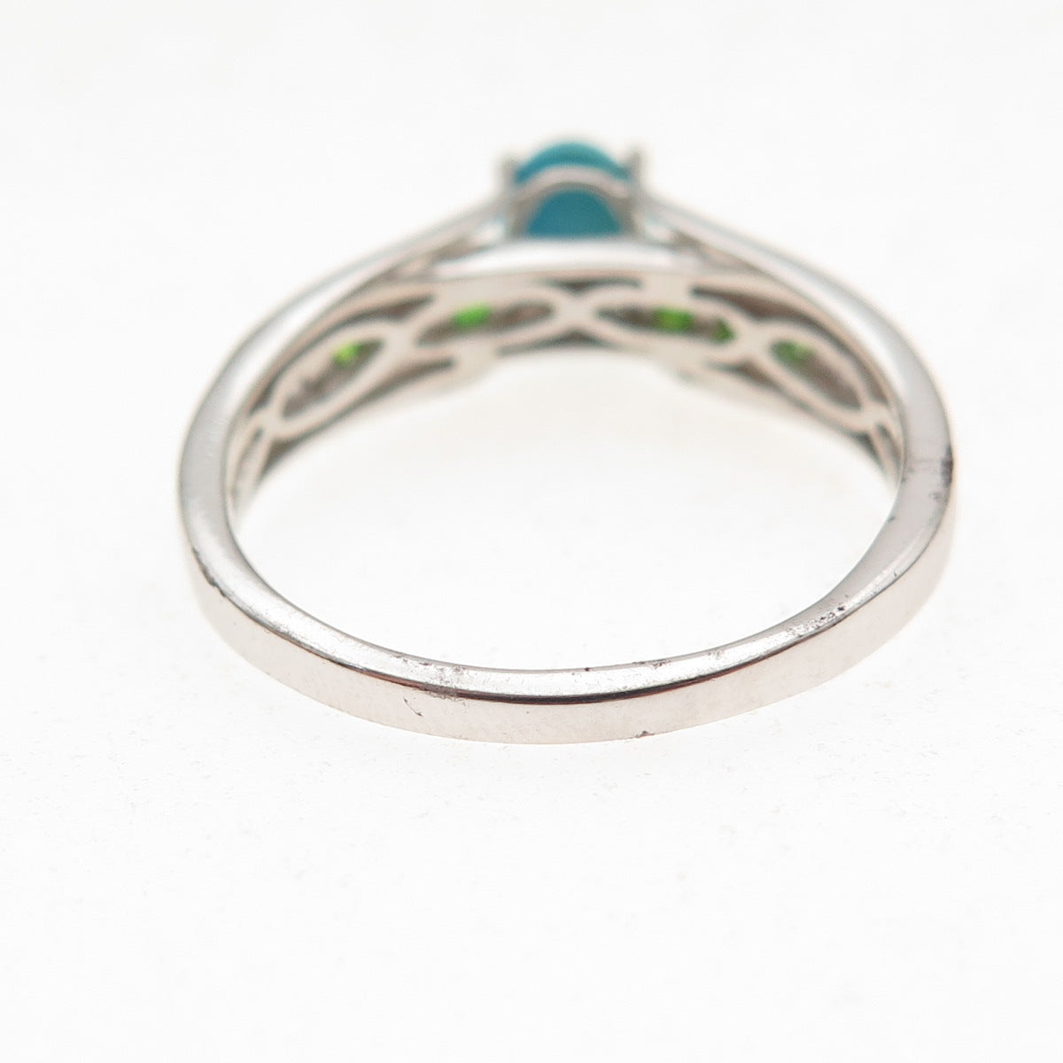 Chuck Clemency 925 Sterling Silver Real Turquoise & Peridot Ring Size 8.25