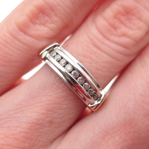 SLV Sadye L Vassil 925 Sterling Silver Real Round-Cut Diamond Ring Size 5