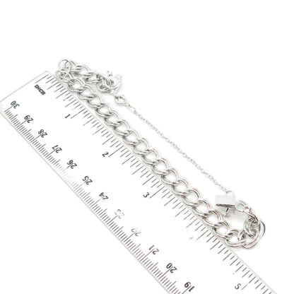 925 Sterling Silver Vintage Double Cable Link Bracelet 6.5"