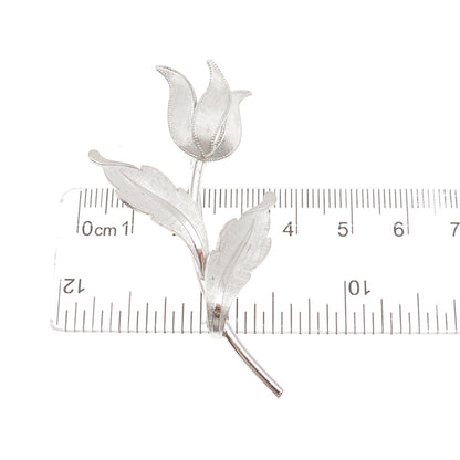 Van Dell 925 Sterling Silver Vintage Tulip Floral Pin Brooch