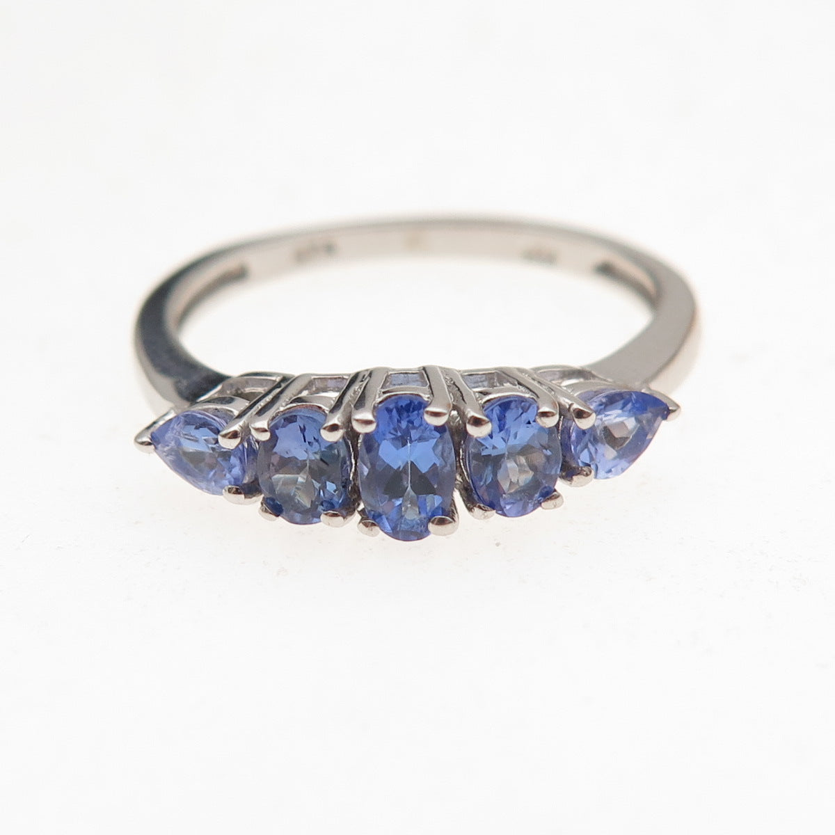 Chuck Clemency 925 Sterling Silver Real Oval & Pear-Cut Tanzanite Ring Size 8