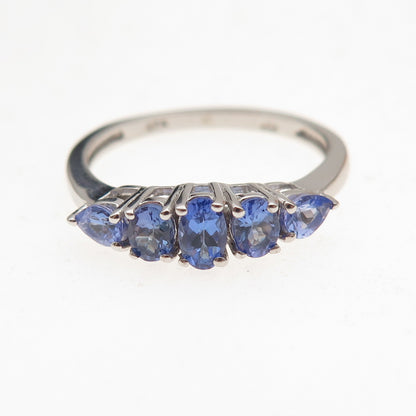 Chuck Clemency 925 Sterling Silver Real Oval & Pear-Cut Tanzanite Ring Size 8