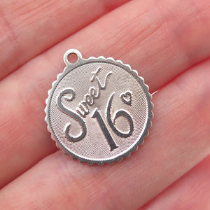 925 Sterling Silver Vintage Sweet 16 Mini Charm Pendant