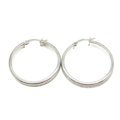 925 Sterling Silver Diamond-Illusion Hoop Earrings