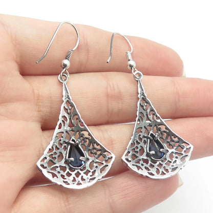925 Sterling Silver Vintage C Z Ornate Earrings