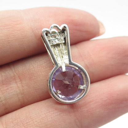 CHAPAL ZENRAY 925 Sterling Silver Vintage Real Amethyst Gemstone Pendant