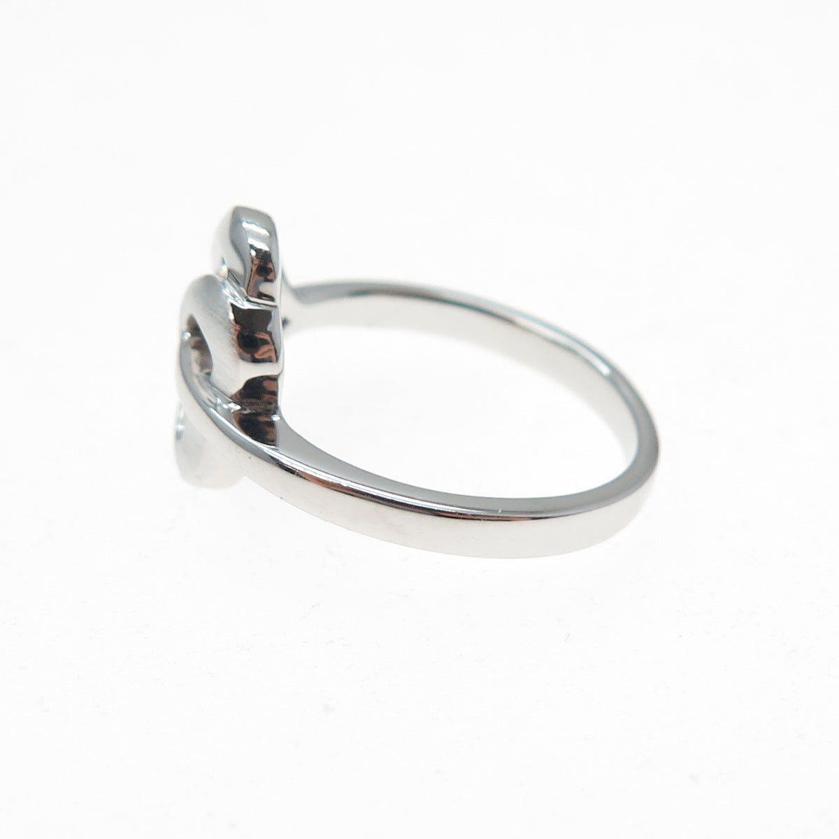 925 Sterling Silver Round-Cut C Z Modernist Heart Ring Size 7.25