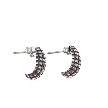 SLV SADYE L VASSIL Sterling Silver Vintage Dragon Skin Oxidized Hoop Earrings