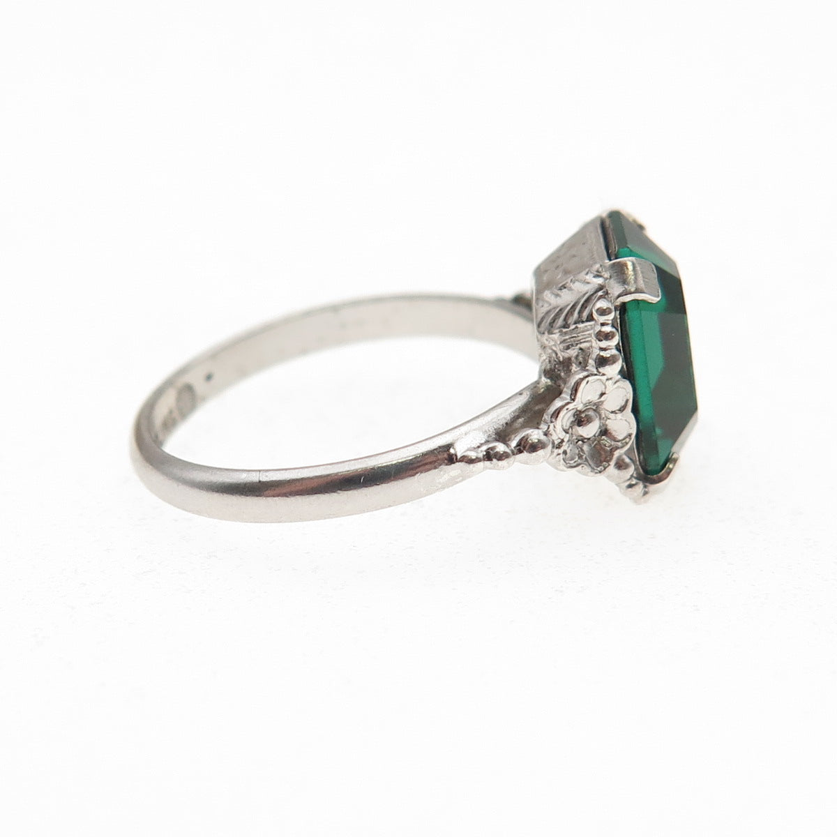Henry Wexel & Co. 925 Sterling Silver Antique Art Deco Rhinestone Ring Size 4.75
