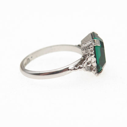 Henry Wexel & Co. 925 Sterling Silver Antique Art Deco Rhinestone Ring Size 4.75