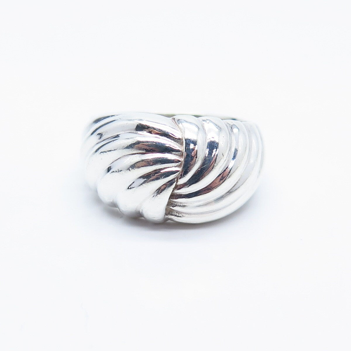 925 Sterling Silver Vintage Ribbed Ring Size 7.5