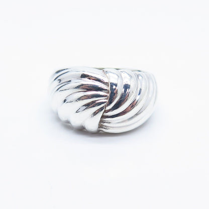 925 Sterling Silver Vintage Ribbed Ring Size 7.5