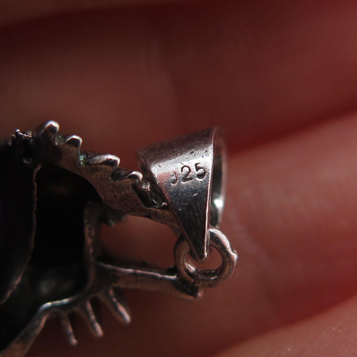 925 Sterling Silver Vintage Real Amethist Chinese Dragon Charm Pendant