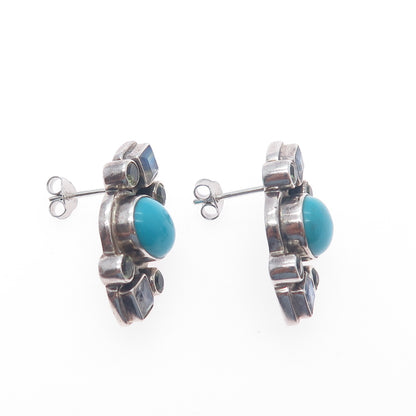 NICKY BUTLER Sterling Silver Vintage Real Turquoise Moonstone Peridot Earrings