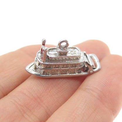 J.M. FISHER 925 Sterling Silver Antique Art Deco Steamboat Mini 3D Charm Pendant